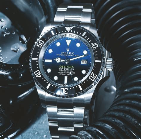 hands on rolex deepsea blue.